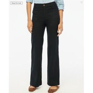 J.CREW Tall Lizzie High-Rise Patch-Pocket Wide-Leg Pant 28T Black NWT B26